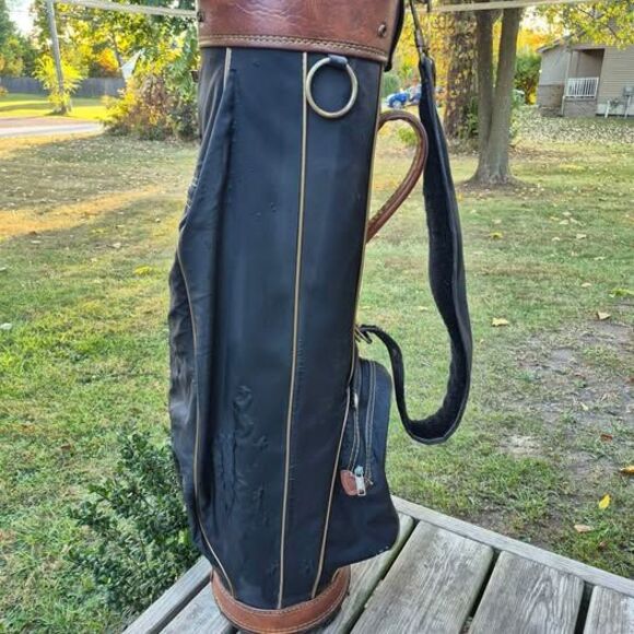 Vintage Pro Classic Nylon/Leather 14-way Golf Bag w/ Rain Cover & Carry Strap - Picture 3 of 10